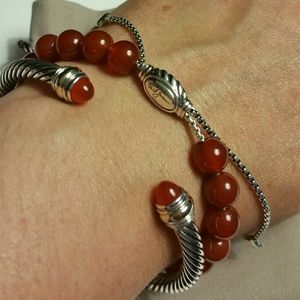 David Yurman Silver and Red Bracelet